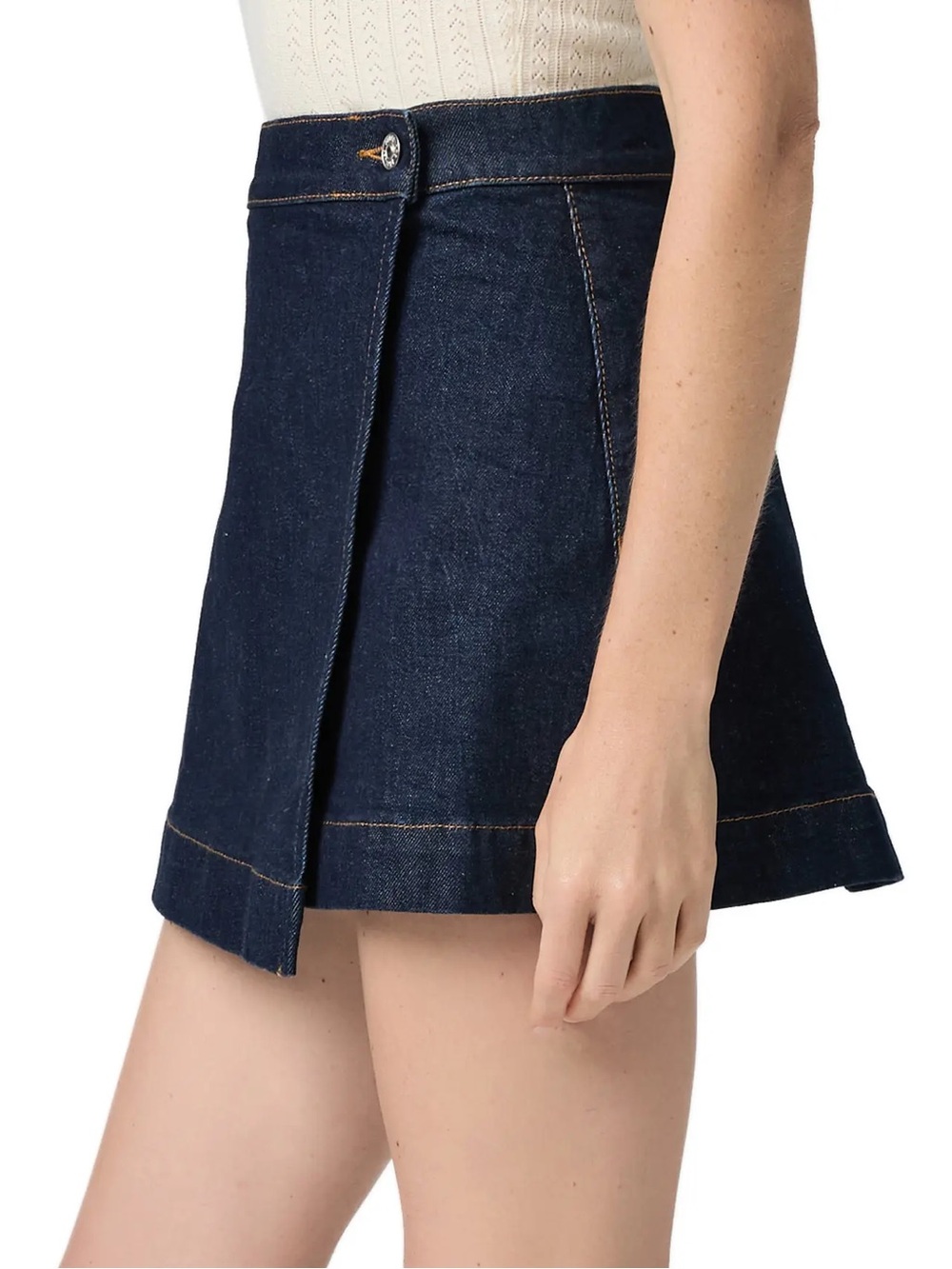 PAIGE Aven Wrap Denim Miniskirt in Zamora dark wash asymmetrical size 29 - Picture 3 of 8